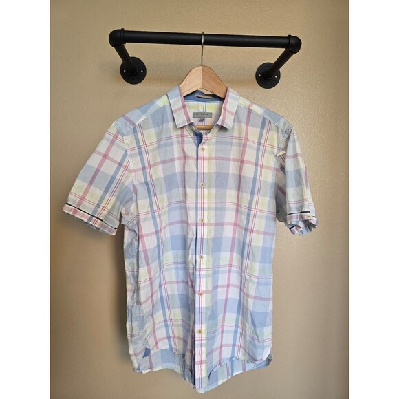 Ted Baker short sleeve button up plaid collared shirts men's size 5 - Picture 1 of 9
